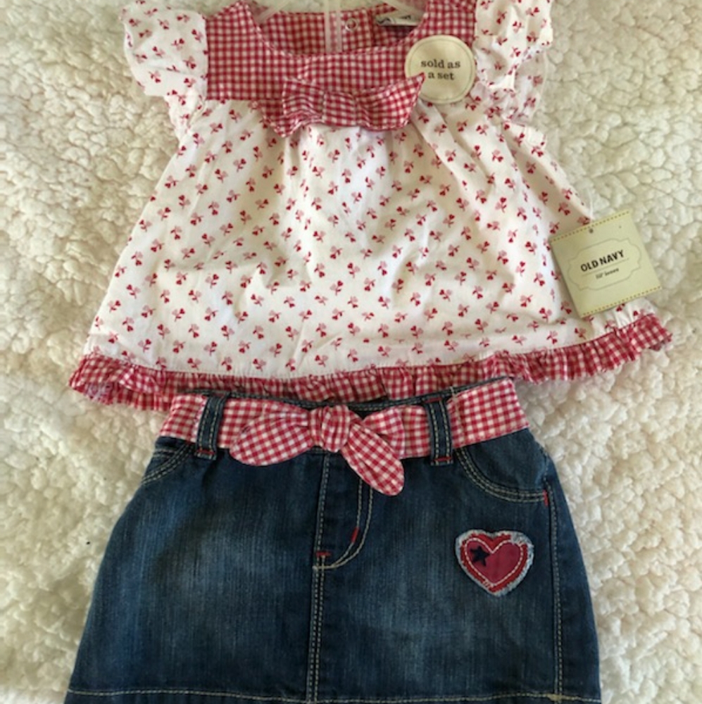 Old Navy Shirt and Denim Skirt
